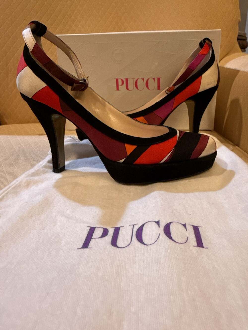Emilio Pucci Colorblock Slingback Pumps, Size 6.5 (36.5)